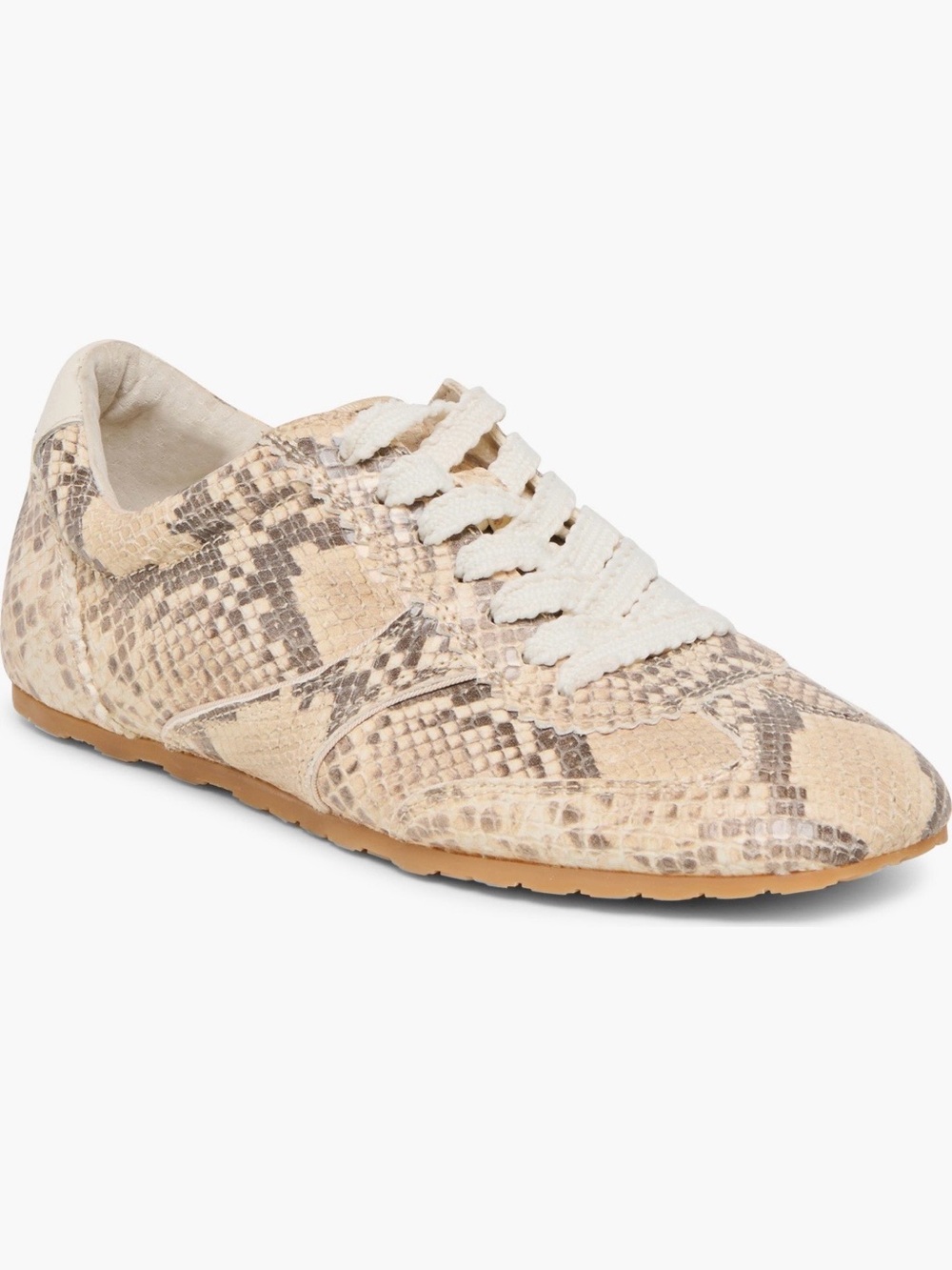 Dolce Vita Beige Snake-Print Lace-Up Sneaker